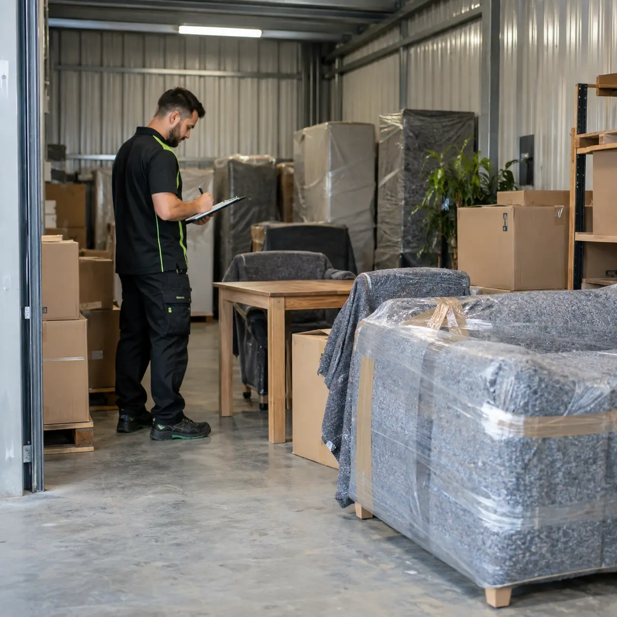 Mobilier protégé dans un garde-meubles sécurisé